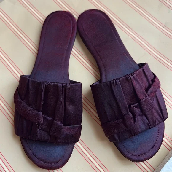 🥀 The Row Oxblood Satin "Ellen" Slide Sandals Sz EU 37.5 / US 7 🥀 - Picture 12 of 12